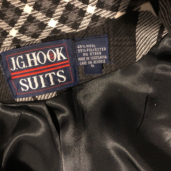 J.G. Hook Suits Sz 6 Gray & White Plaid Wool Blend Jacket - Picture 2 of 6